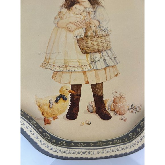 Vintage 1984 The Heirloom Tradition Victoria's Easter Tin Tray Jan Hagara - Picture 6 of 11